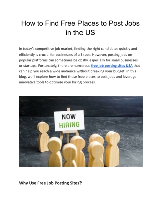 How to Find Free Places to Post Jobs in the US