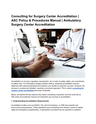 Consulting for Surgery Center Accreditation