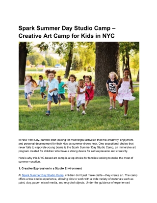 Spark Summer Day Studio Camp – Creative Art Camp for Kids in NYC