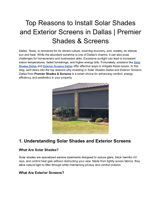 Top Reasons to Install Solar Shades and Exterior Screens in Dallas _ Premier Shades & Screens