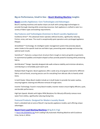 Big on Performance, Small in Size – Bosch 6kg Washing Machine Insights