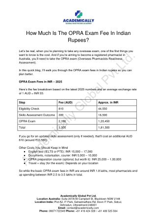 How Much Is The OPRA Exam Fee In Indian Rupees