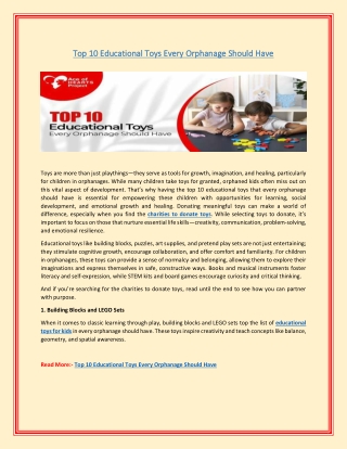 Top 10 Educational Toys Every Orphanage Should Have