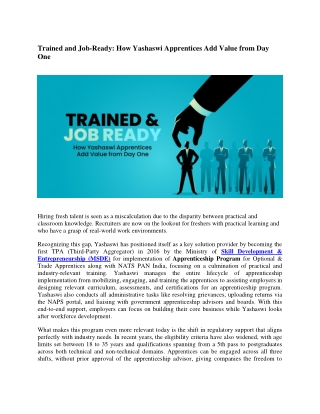 trained and job ready how yashaswi apprentices