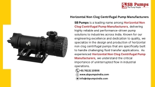 Horizontal Non Clog Centrifugal Pump Manufacturers