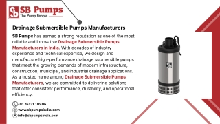 Drainage Submersible Pumps Manufacturers