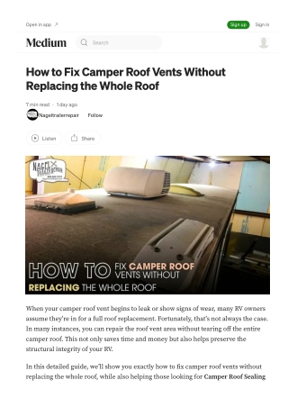 Fix Roof Vents Easily with Camper Roof Sealing Michigan