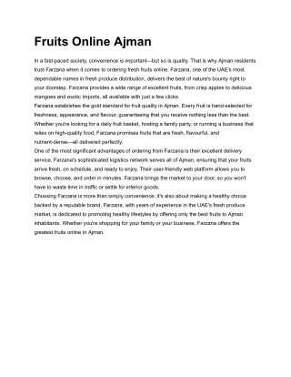 fruits online ajman in a fast paced society