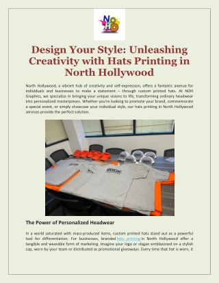 Design Your Style: Unleashing Creativity with Hats Printing in North Hollywood