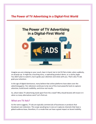 The Power of TV Advertising in a Digital-First World