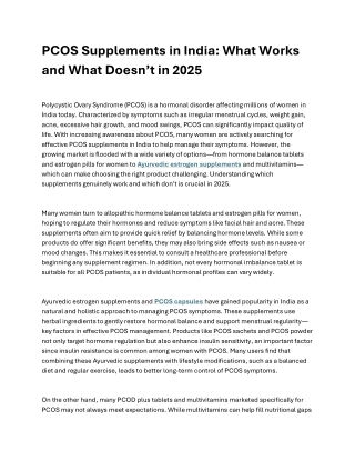 PCOS Supplements in India What Works and What Doesn’t in 202