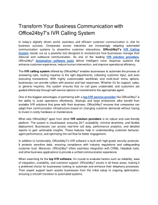 Transform Your Business Communication with Office24by7 s IVR Calling System Google Docs