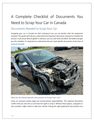 A Complete Checklist of Documents You Need to Scrap Your Car in Canada