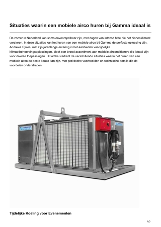 Situaties waarin een mobiele airco huren bij Gamma ideaal is
