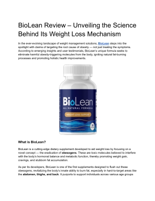 biolean review unveiling the science behind
