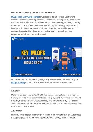 key mlops tools every data scientist should know