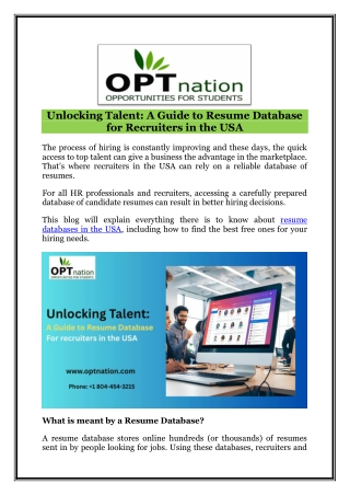 Unlocking Talent- A Guide to Resume Database for Recruiters in USA