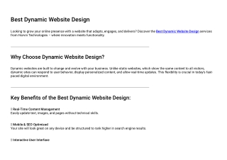 Best Dynamic Website Design