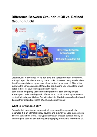 Difference Between Groundnut Oil vs. Refined Groundnut Oil