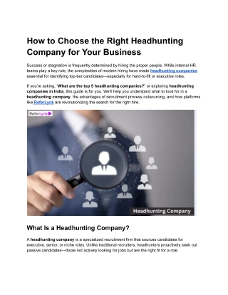 How to Choose the Right Headhunting Company for Your Business