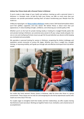 Achieve Your Fitness Goals with a Personal Trainer in Kitchener