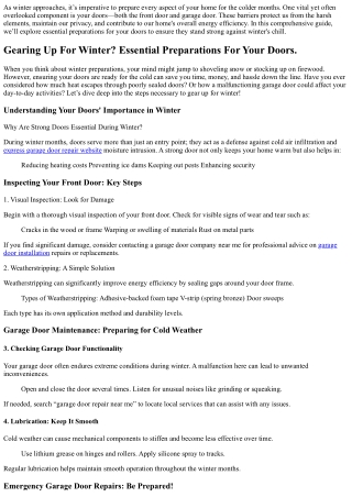 .“Gearing Up For Winter? Essential Preparations For Your Doors.