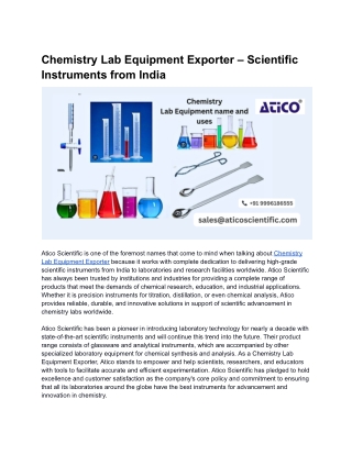 Chemistry Lab Equipment Exporter – Scientific Instruments from India