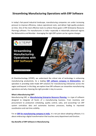 Streamlining Manufacturing Operations with ERP Software