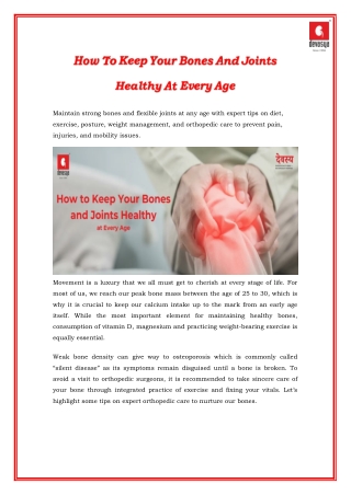How to Keep Your Bones and Joints Healthy at Every Age