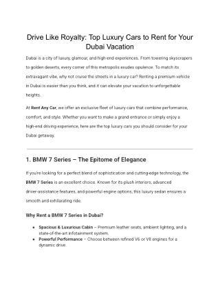 Drive Like Royalty_ Top Luxury Cars to Rent for Your Dubai Vacation