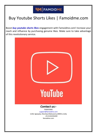 Buy Youtube Shorts Likes | Famoidme.com