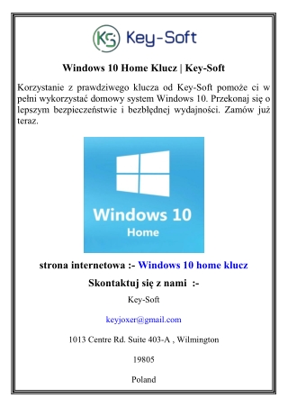 Windows 10 Home Klucz   Key-Soft