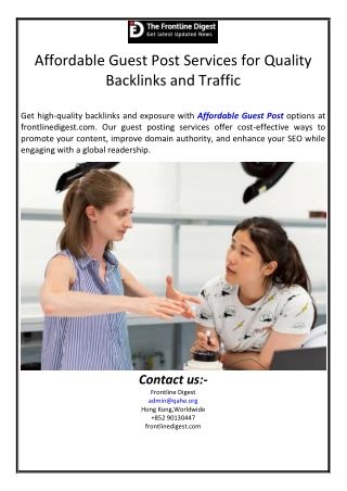 Affordable Guest Post Services for Quality Backlinks and Traffic