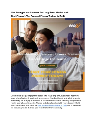 Get Stronger and Smarter for Long-Term Health with OddsFitness's Top Personal Fitness Trainer in Delhi