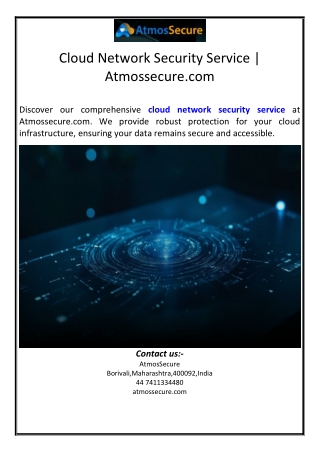 Cloud Network Security Service | Atmossecure.com