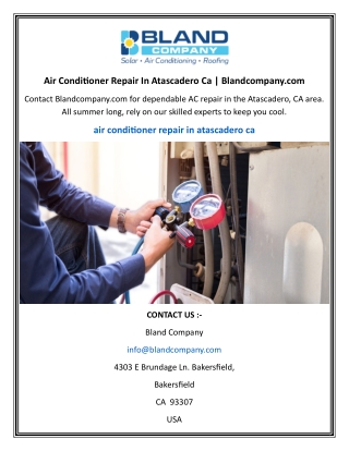 Air Conditioner Repair In Atascadero Ca  Blandcompany