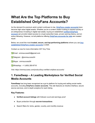 What Are the Top Platforms to Buy Established OnlyFans Accounts_