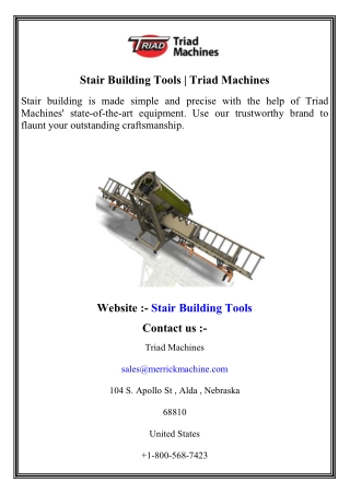 stair building tools triad machines