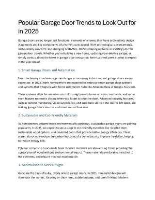 Popular Garage Door Trends to Look Out for in 2025