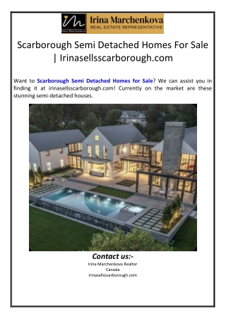 Scarborough Semi Detached Homes For Sale | Irinasellsscarborough.com
