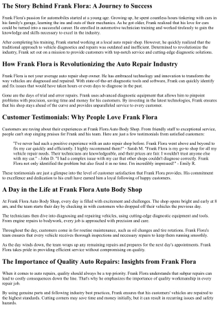 the story behind frank flora a journey to success