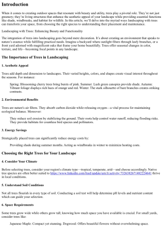 Landscaping with Trees: Enhancing Beauty and Functionality