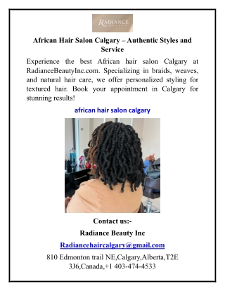 African Hair Salon Calgary – Authentic Styles and Service