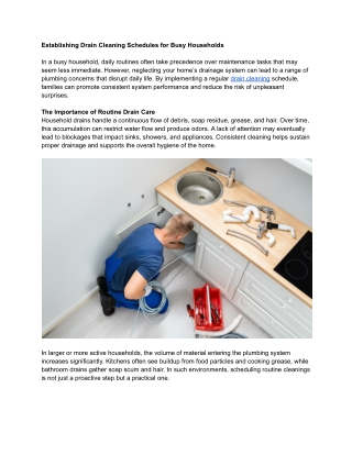 Establishing Drain Cleaning Schedules for Busy Households