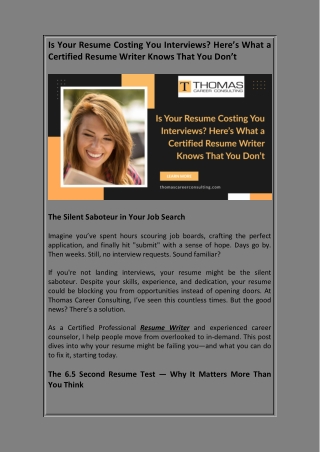 Is Your Resume Costing You Interviews? Here’s What a Certified Resume Writer
