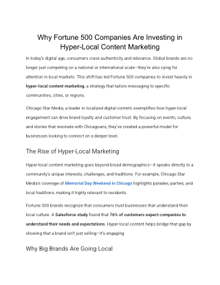 Why Fortune 500 Companies Are Investing in Hyper-Local Content Marketing