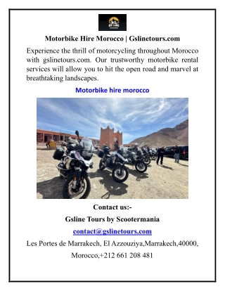 Motorbike Hire Morocco  Gslinetours.com