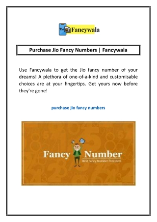 Purchase Jio Fancy Numbers |  Fancywala