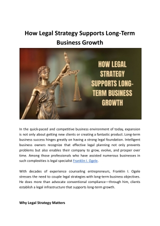 ranklin I. Ogele: Why Legal Strategy is the Secret Weapon for Business Growth