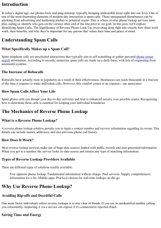 Determining Spam Calls: The Significance of Reverse Phone Look Up